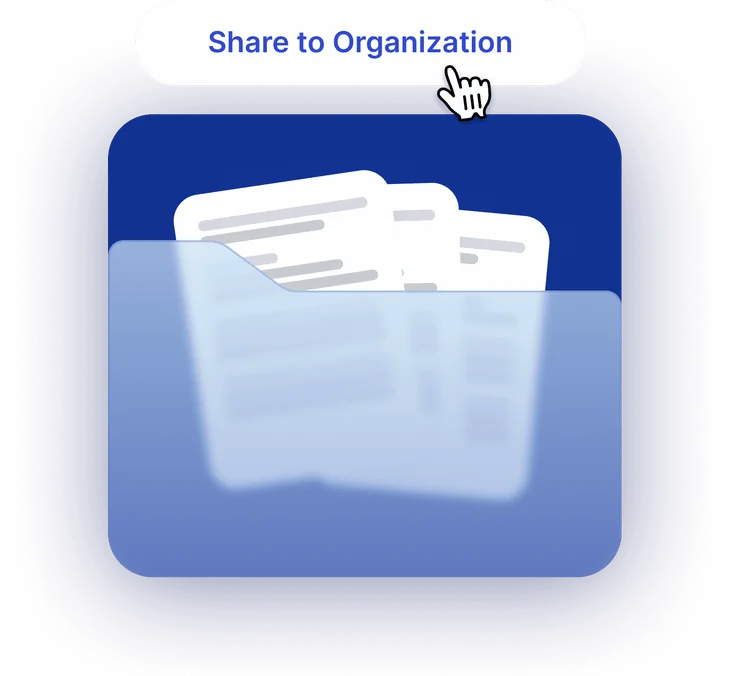 Share to Organization button above a folder of assignments